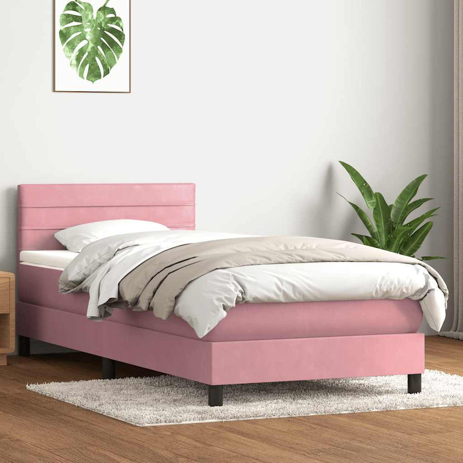 Boxspring met matras fluweel roze 80x220 cm