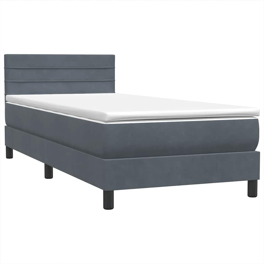 Boxspring met matras fluweel donkergrijs 90x220 cm