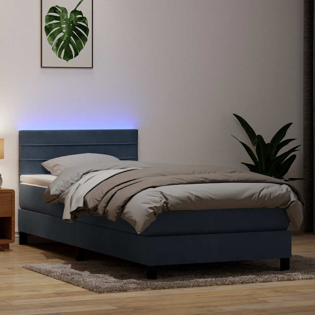Boxspring met matras fluweel donkergrijs 90x220 cm