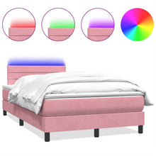 Boxspring met matras en LED fluweel roze 120x220 cm