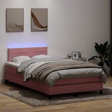 Boxspring met matras en LED fluweel roze 120x220 cm