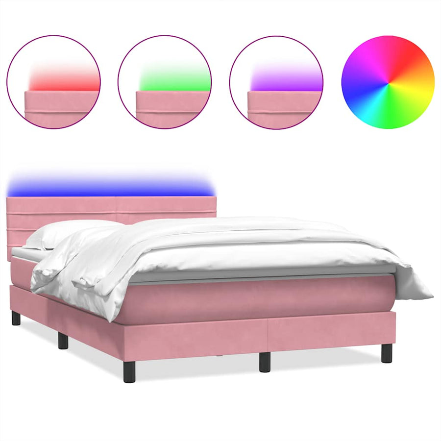 Boxspring met matras fluweel roze 140x220 cm