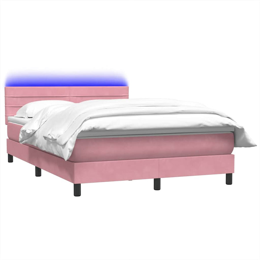 Boxspring met matras fluweel roze 140x220 cm