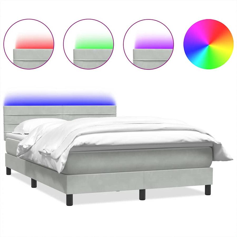 Boxspring met matras fluweel lichtgrijs 160x220 cm