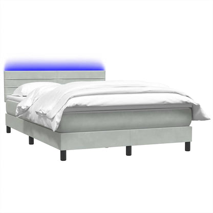 Boxspring met matras fluweel lichtgrijs 160x220 cm