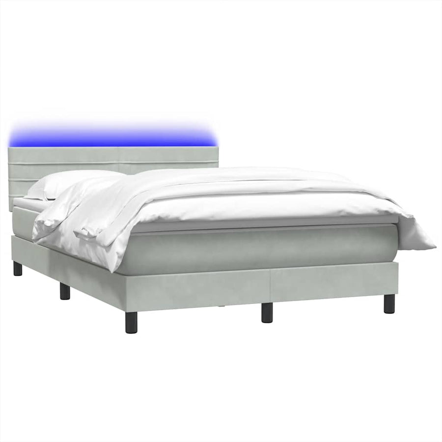 Boxspring met matras fluweel lichtgrijs 160x220 cm