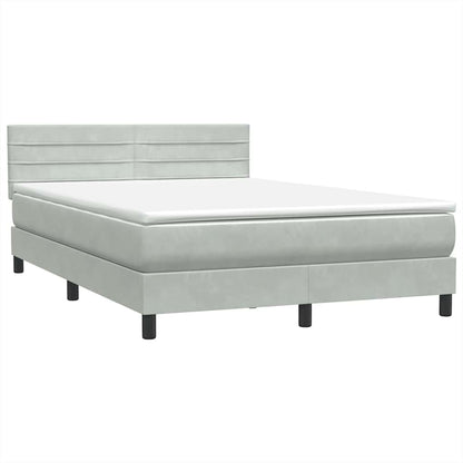 Boxspring met matras fluweel lichtgrijs 160x220 cm
