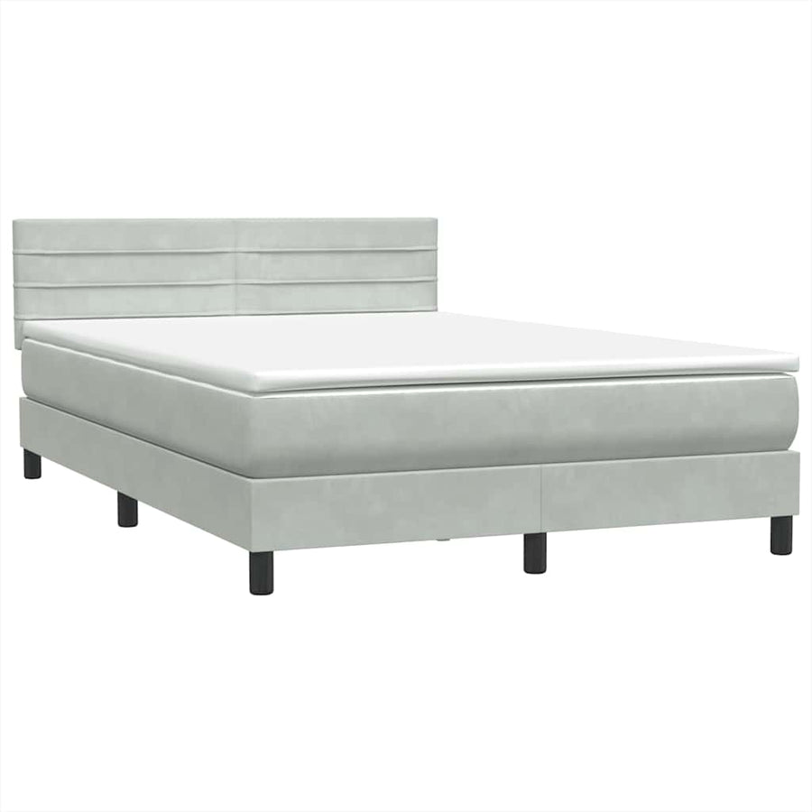 Boxspring met matras fluweel lichtgrijs 160x220 cm