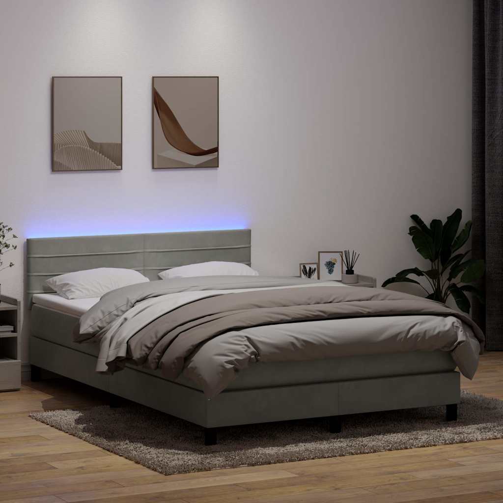 Boxspring met matras fluweel lichtgrijs 160x220 cm