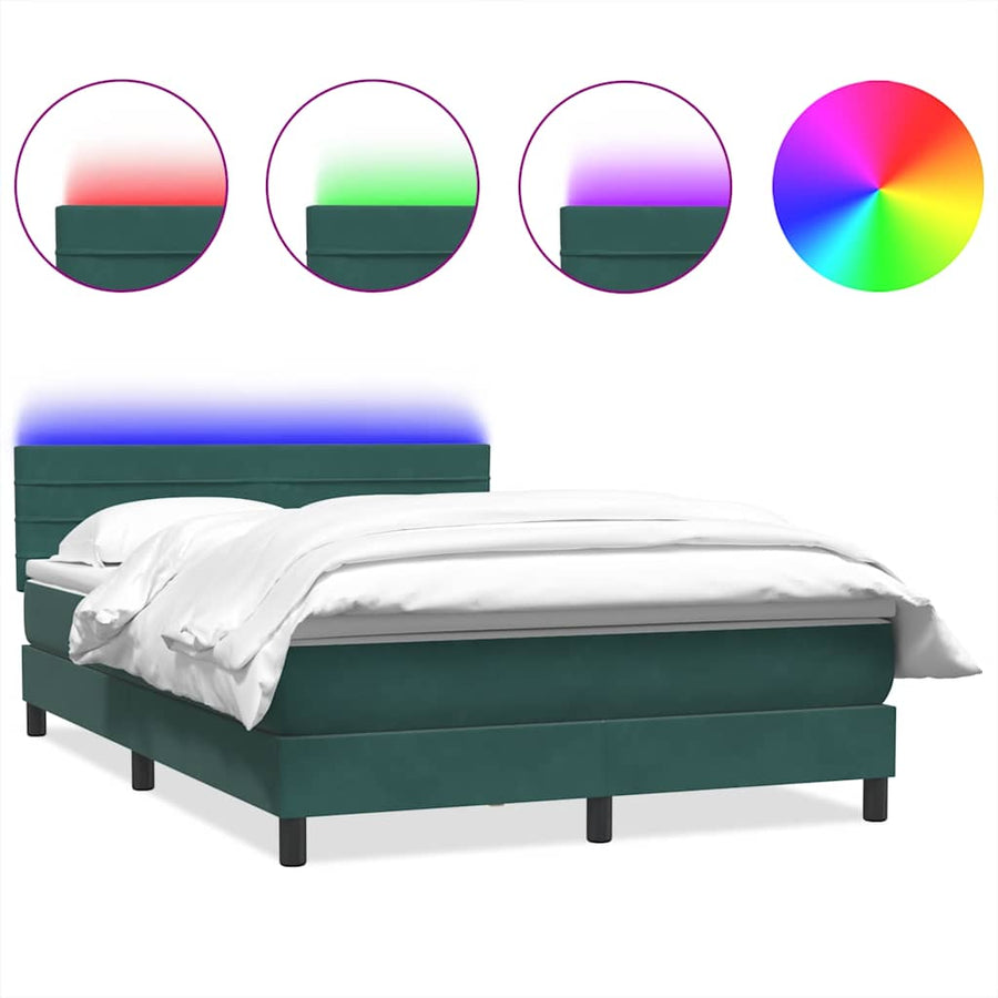 Boxspring met matras fluweel donkergroen 160x220 cm