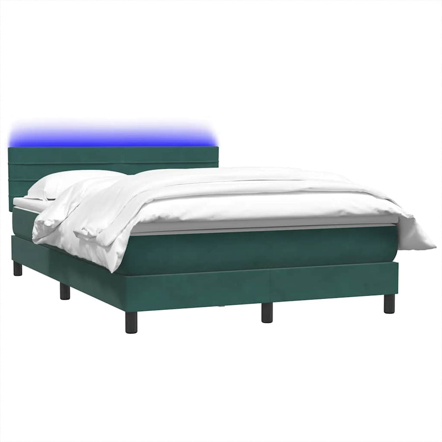 Boxspring met matras fluweel donkergroen 160x220 cm