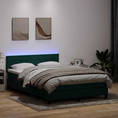 Boxspring met matras fluweel donkergroen 160x220 cm