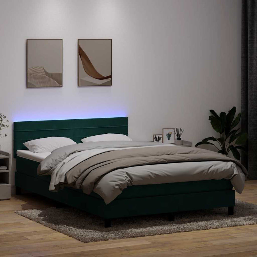Boxspring met matras fluweel donkergroen 160x220 cm