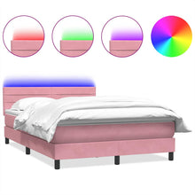 Boxspring met matras fluweel roze 160x220 cm