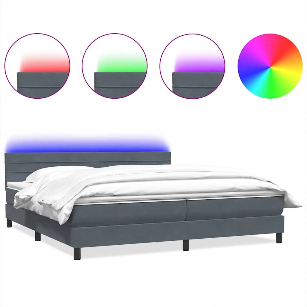 Boxspring met matras fluweel donkergrijs 180x220 cm