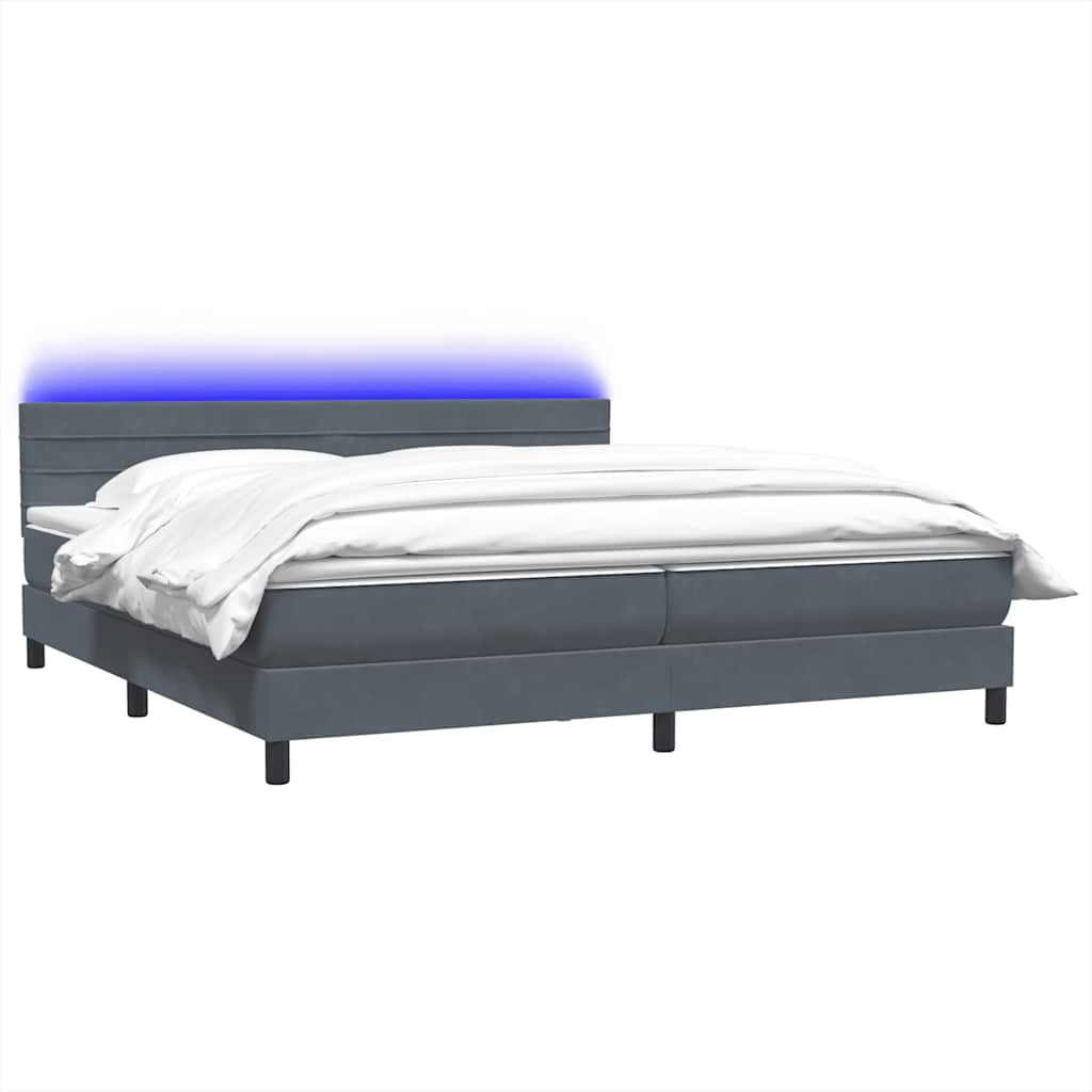 Boxspring met matras fluweel donkergrijs 180x220 cm