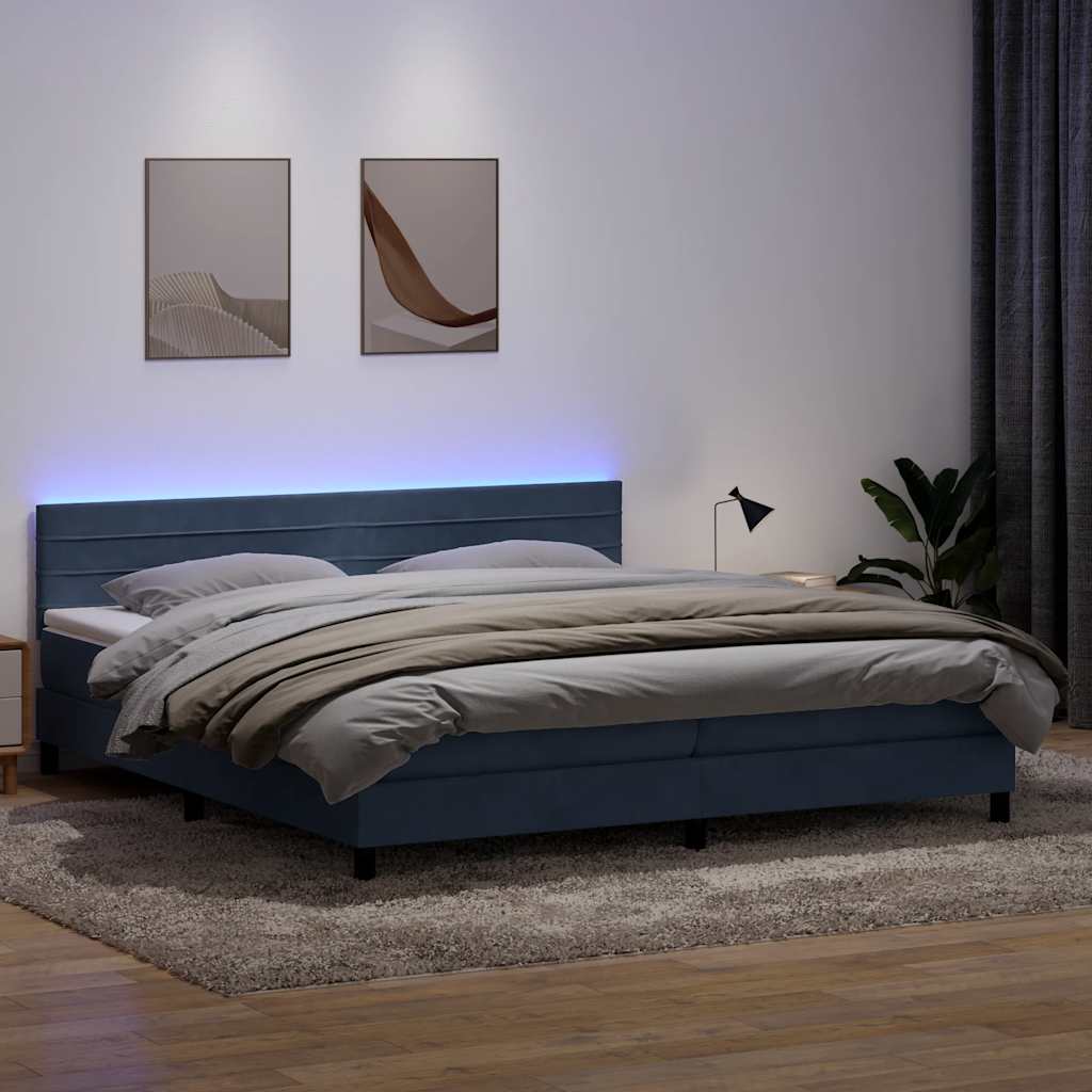 Boxspring met matras fluweel donkergrijs 180x220 cm