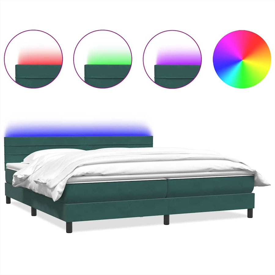 Boxspring Met Matras En Led Fluweel 180 x 220 cm