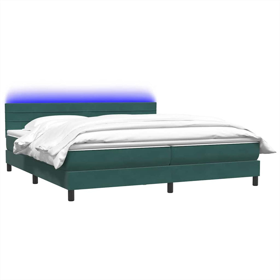 Boxspring Met Matras En Led Fluweel 180 x 220 cm