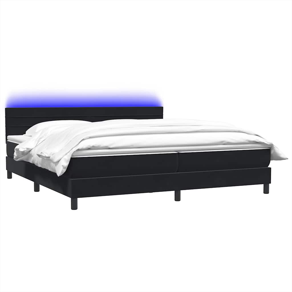 Boxspring met matras fluweel zwart 200x220 cm