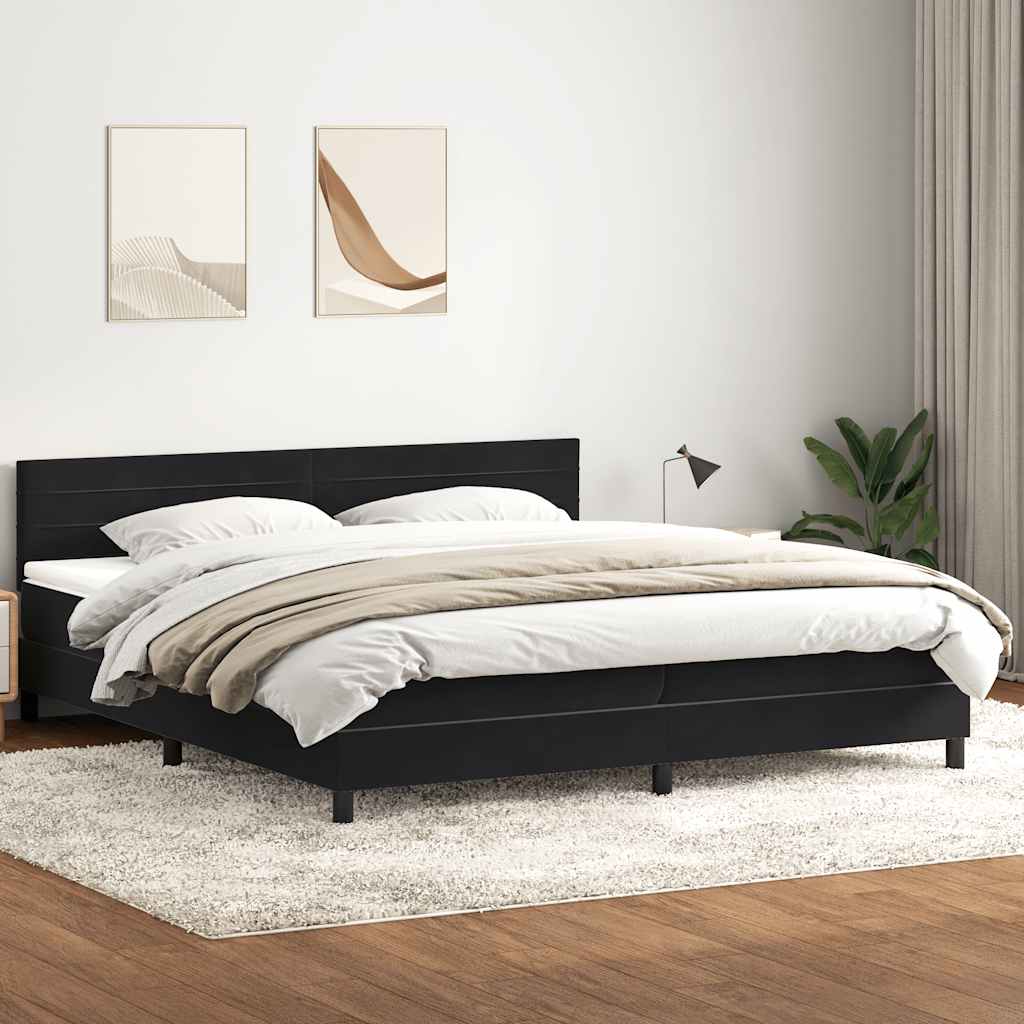 Boxspring met matras fluweel zwart 200x220 cm