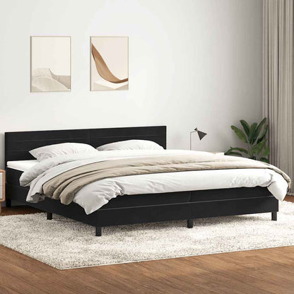 Boxspring met matras fluweel zwart 200x220 cm