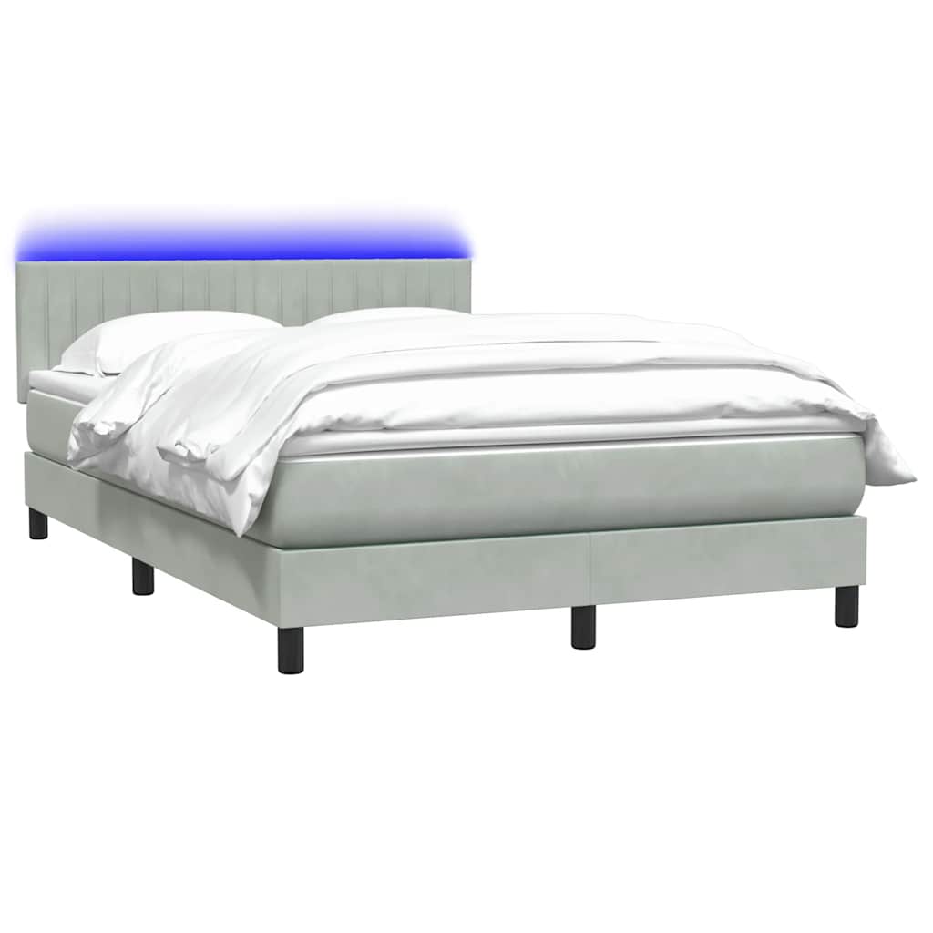 Boxspring met matras en LED fluweel lichtgrijs 160x210 cm