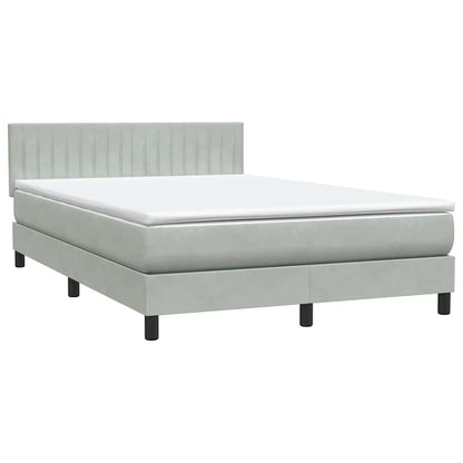 Boxspring met matras en LED fluweel lichtgrijs 160x210 cm