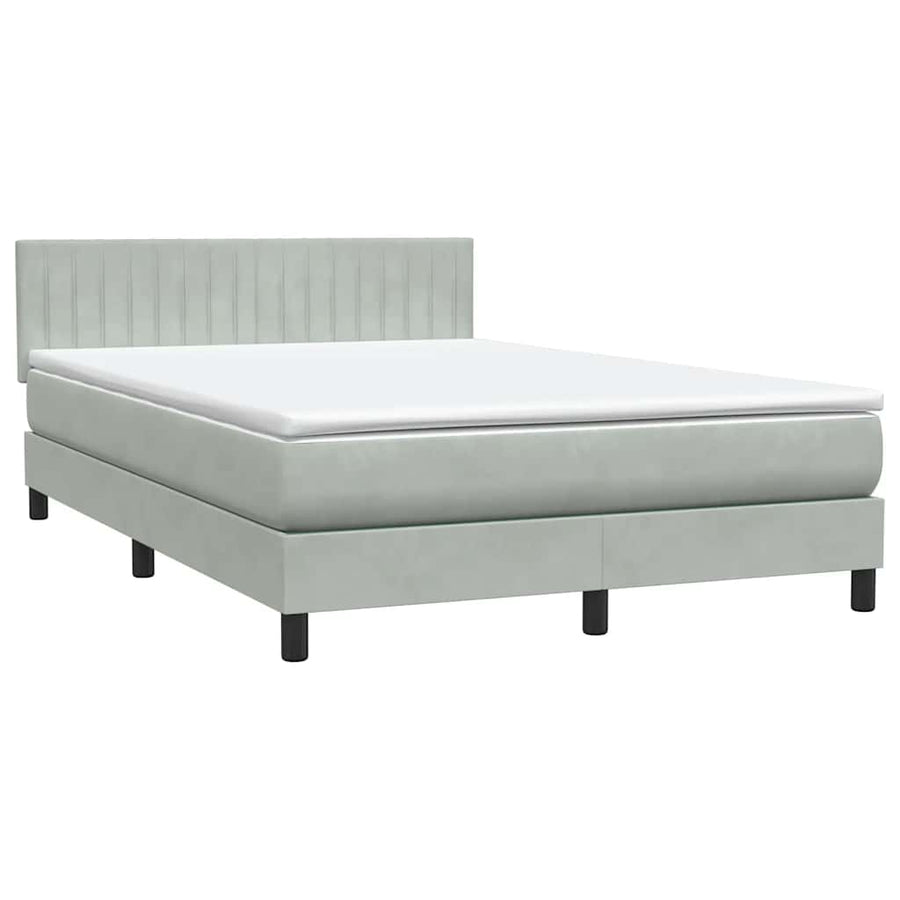 Boxspring met matras en LED fluweel lichtgrijs 160x210 cm