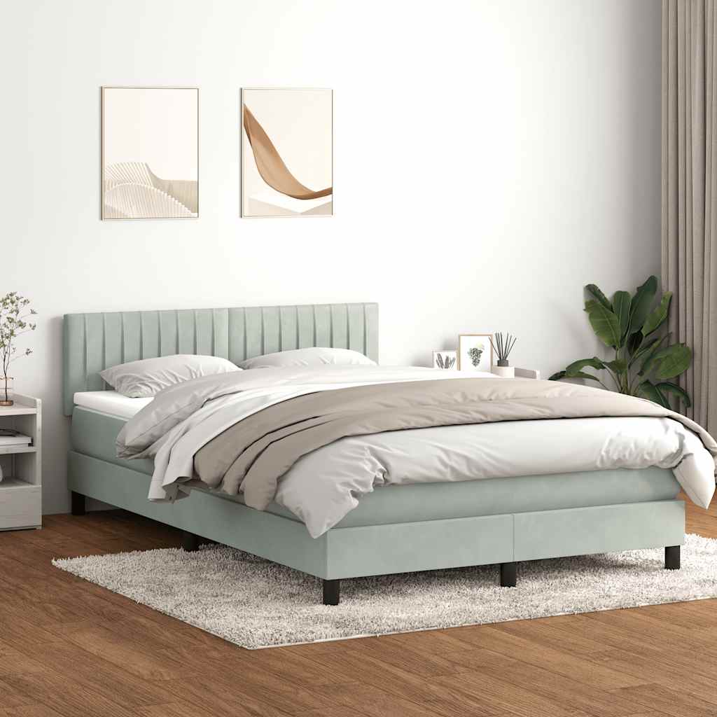 Boxspring met matras en LED fluweel lichtgrijs 160x210 cm