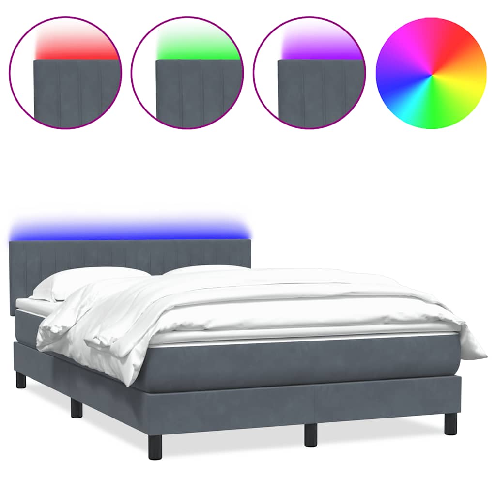 Boxspring met matras en LED fluweel donkergrijs 160x210 cm