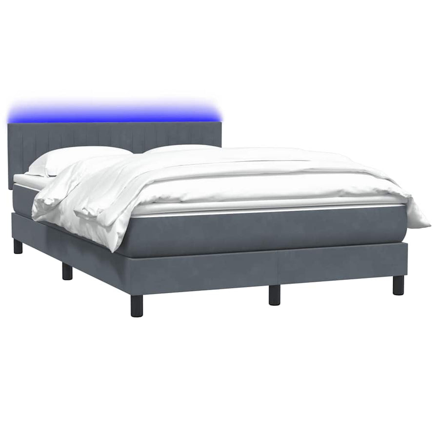 Boxspring met matras en LED fluweel donkergrijs 160x210 cm