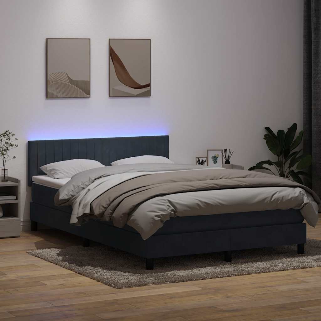 Boxspring met matras en LED fluweel donkergrijs 160x210 cm