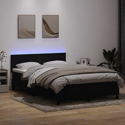 Boxspring met matras en LED fluweel zwart 160x210 cm