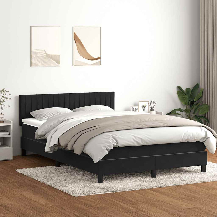 Boxspring met matras en LED fluweel zwart 160x210 cm