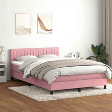 Boxspring met matras en LED fluweel roze 160x210 cm