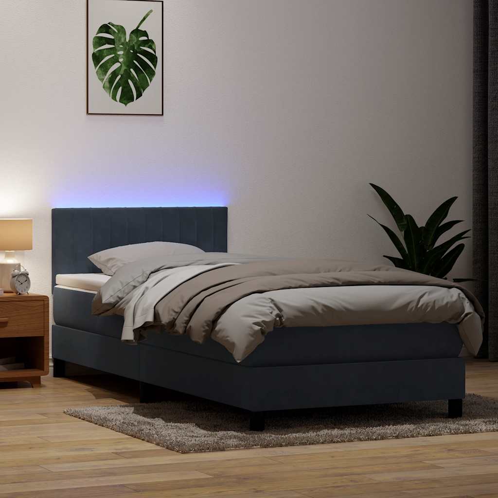 Boxspring met matras en LED fluweel donkergrijs 80x220 cm