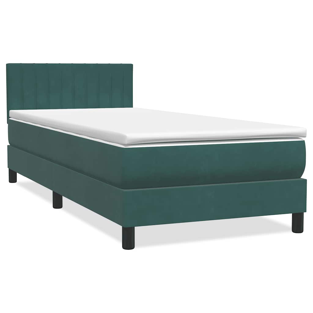 Boxspring met matras en LED fluweel donkergroen 80x220 cm