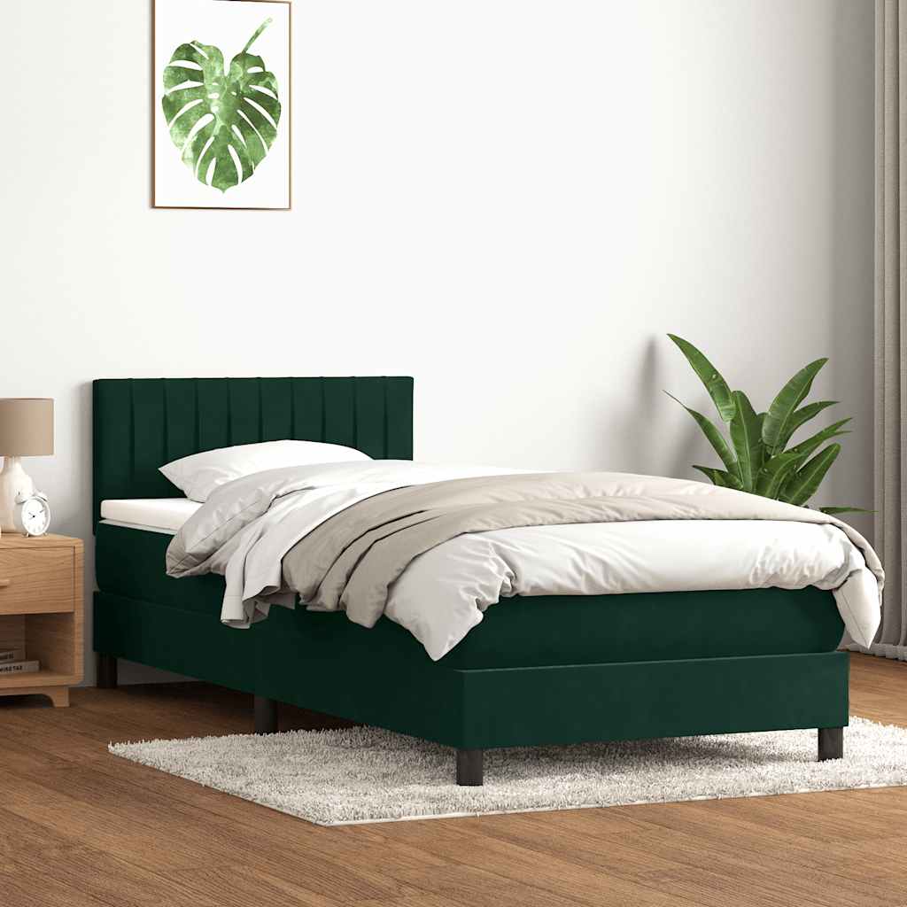 Boxspring met matras en LED fluweel donkergroen 80x220 cm