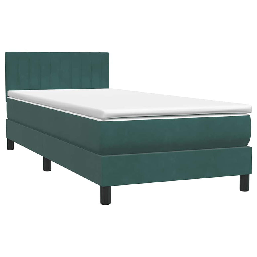 Boxspring met matras en LED fluweel donkergroen 80x220 cm
