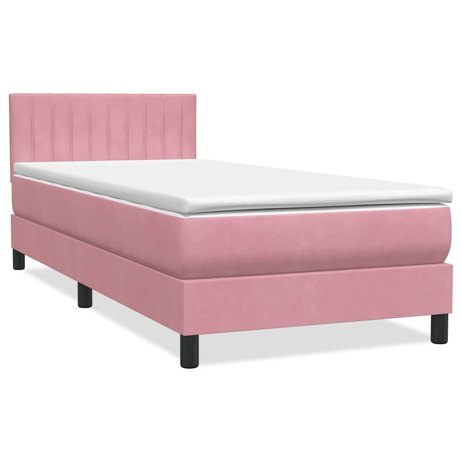 Boxspring met matras en LED fluweel roze 80x220 cm
