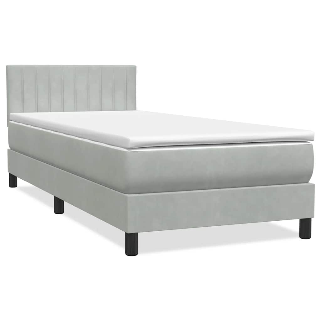 Boxspring met matras en LED fluweel lichtgrijs 90x220 cm