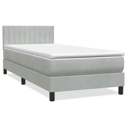 Boxspring met matras en LED fluweel lichtgrijs 90x220 cm