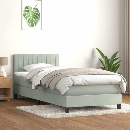 Boxspring met matras en LED fluweel lichtgrijs 90x220 cm