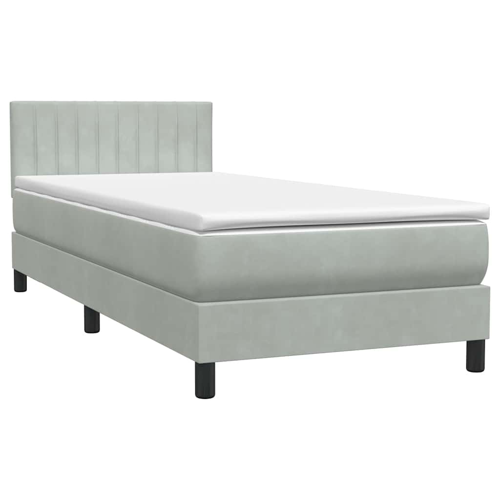 Boxspring met matras en LED fluweel lichtgrijs 90x220 cm