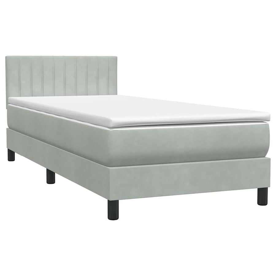 Boxspring met matras en LED fluweel lichtgrijs 90x220 cm
