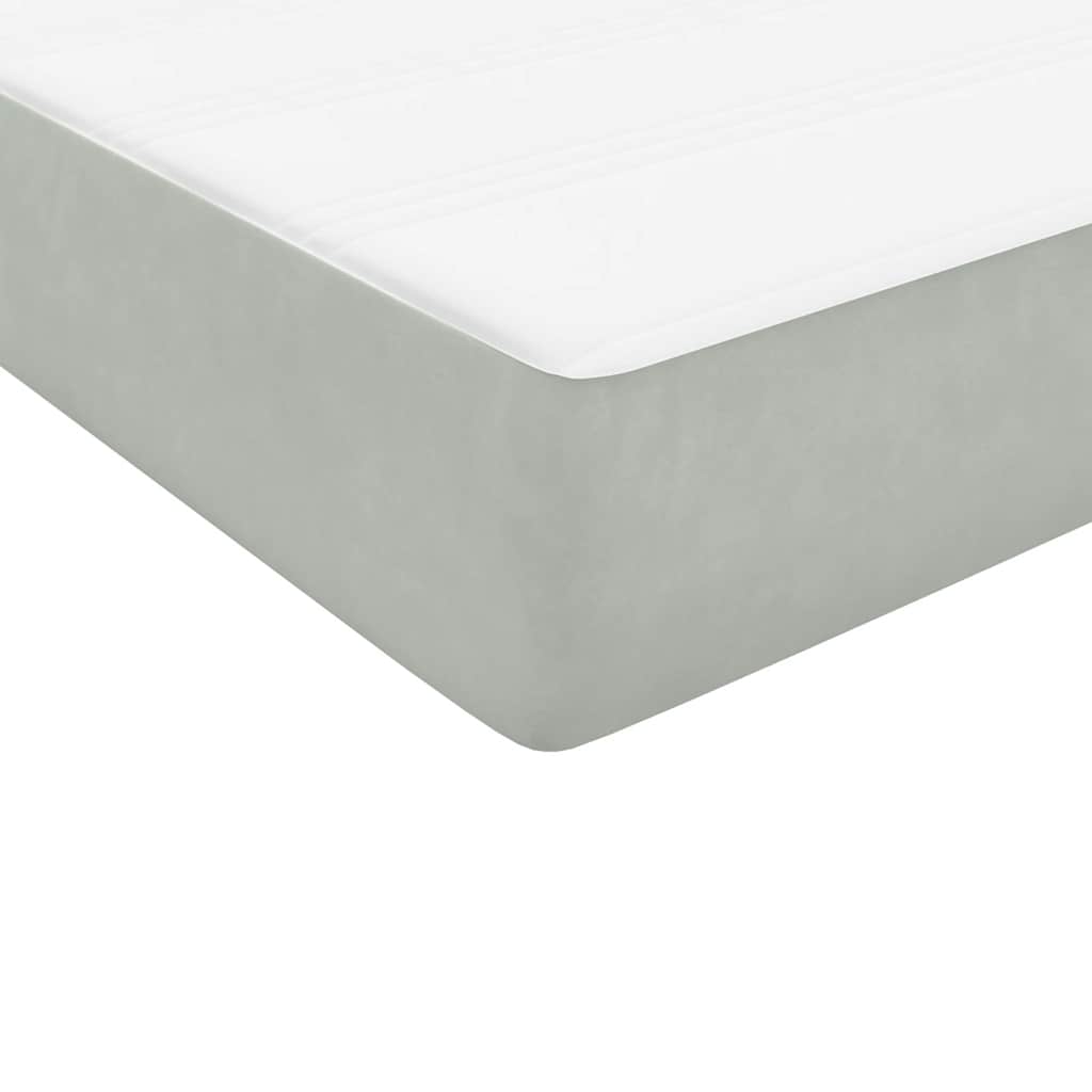 Boxspring met matras en LED fluweel lichtgrijs 90x220 cm