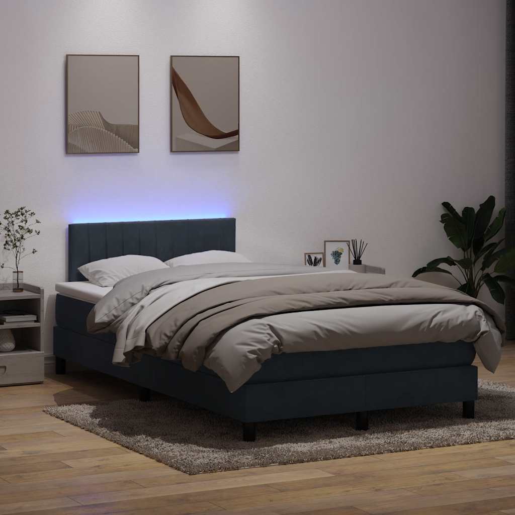 Boxspring met matras fluweel donkergrijs 120x220 cm