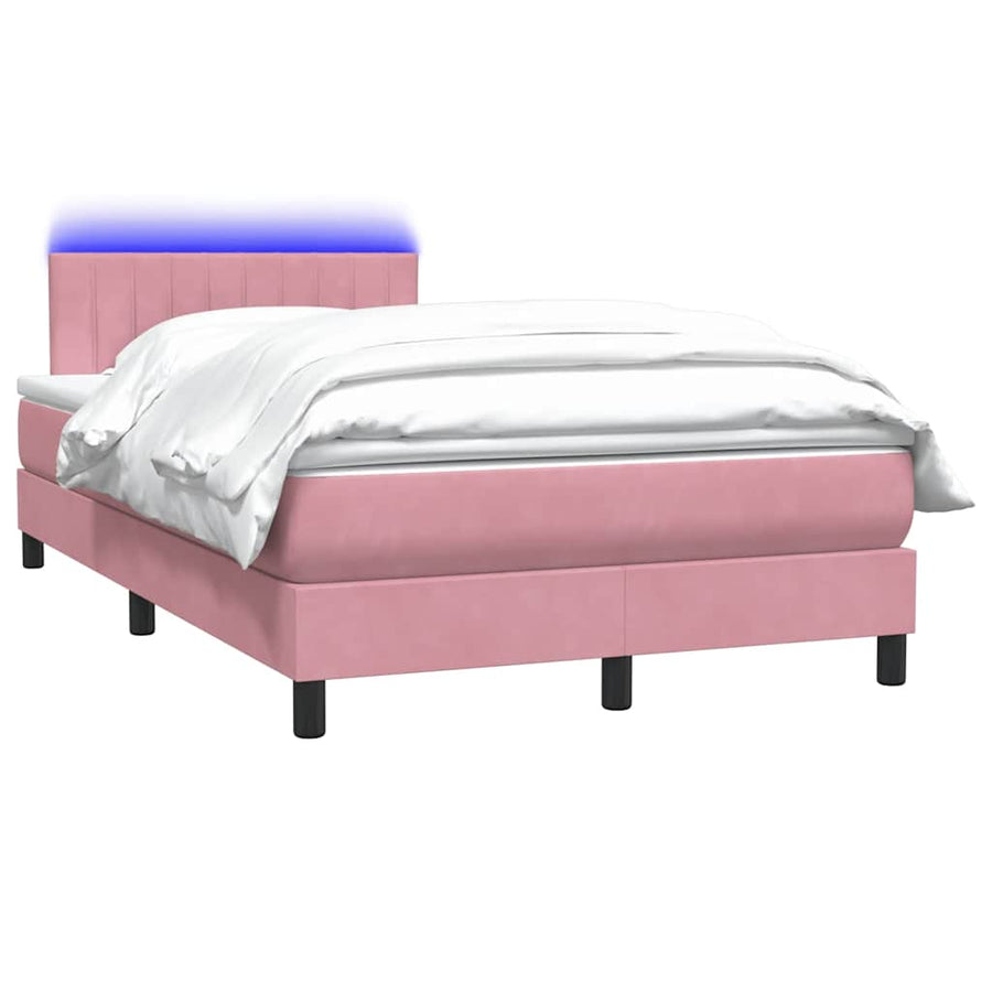 Boxspring met matras fluweel roze 120x220 cm