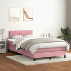 Boxspring met matras 120x220 cm fluweel roze LED